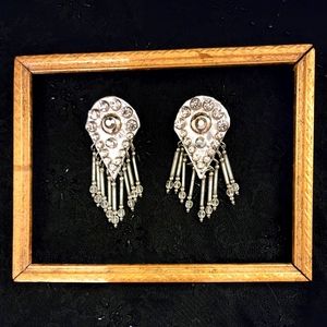 Vintage Silver Tone Clip On Earrings